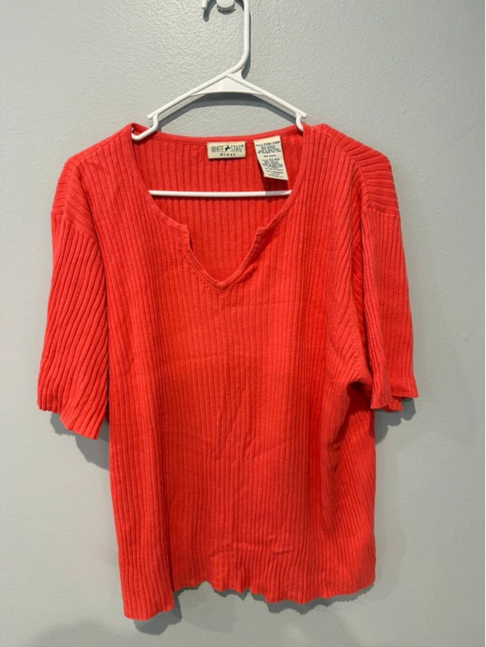 White Stag Women’s Rib Knit Short Sleeve Top Coral 22W/24W